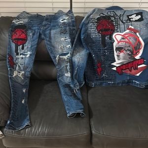 Custom jean suit